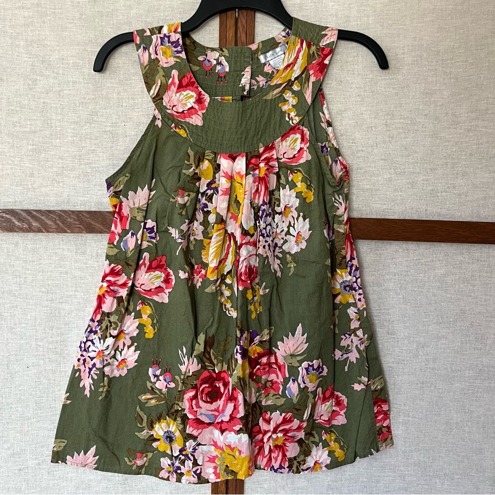 Lilly Lou Floral Sleeveless Cotton Top - Medium